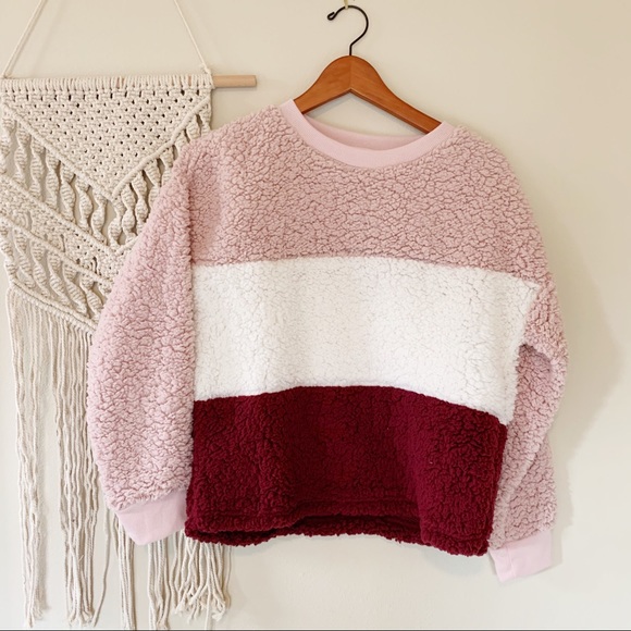 Wallflower Sweaters - Wallflower cozy color block sherpa sweater